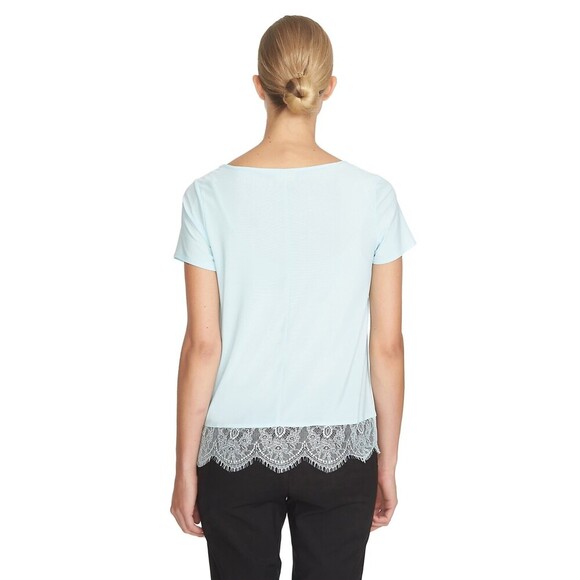 CeCe By Cynthia Steffe Women's Lace Hem Tee In Clearwater Blue Size S $88 - Picture 3 of 4